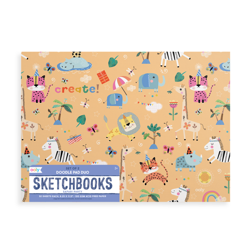 Safari Party Doodle Pad Duo Sketchbooks - Set of 2